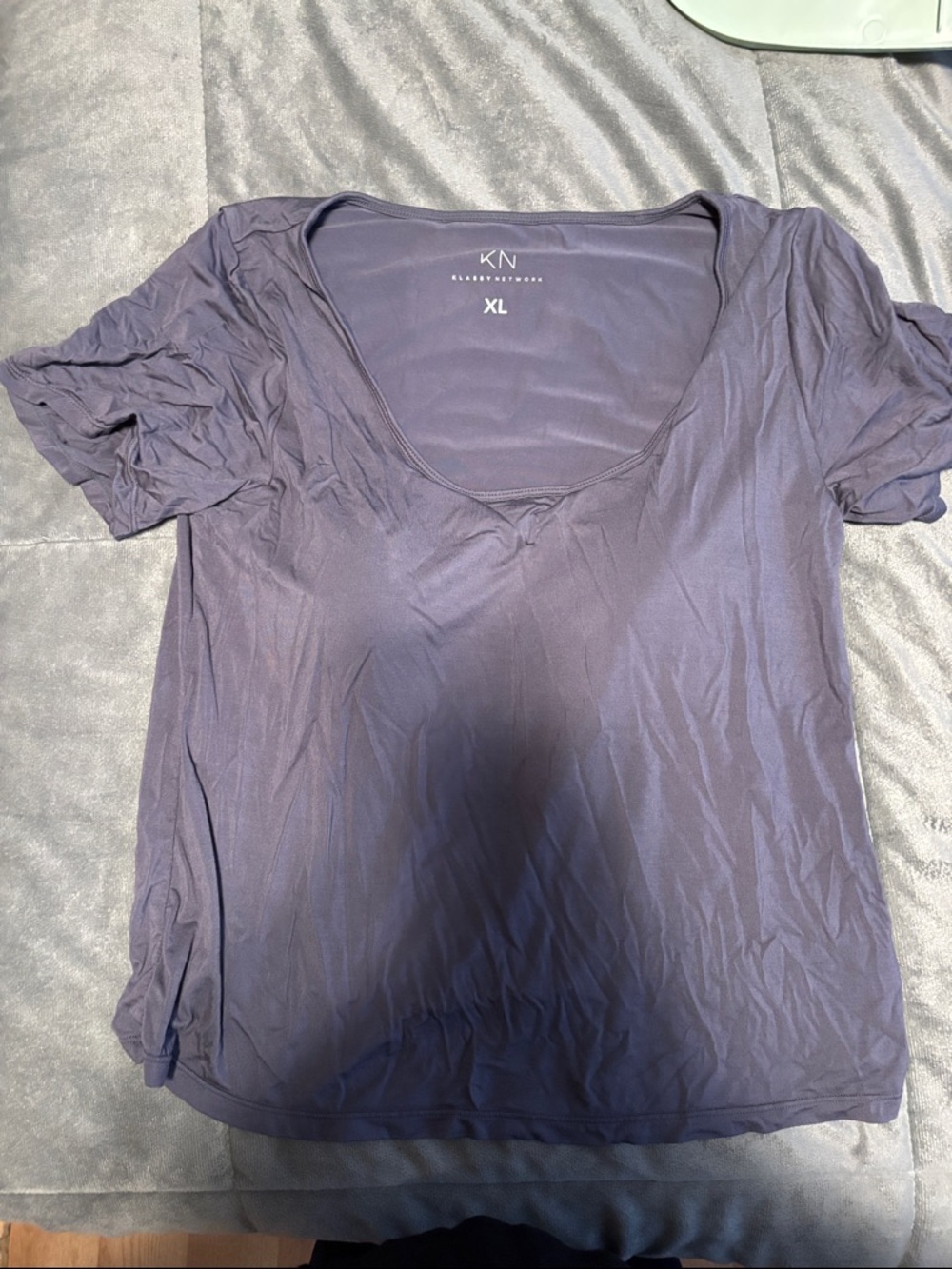 Klassy Network Scoop Neck Short Sleeve Tee Grey XL